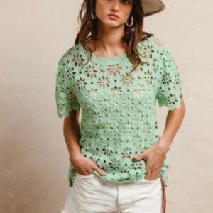 MINT MAGNOLIA LACE TOP