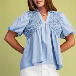 SOFT SKY SMOCKED TOP
