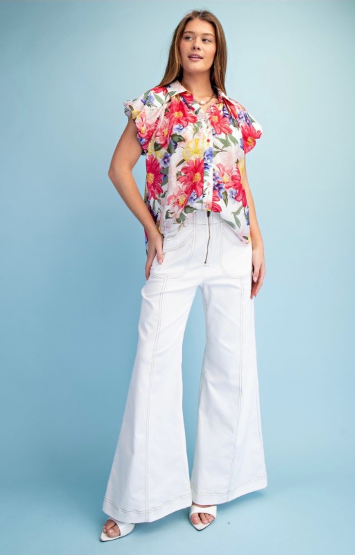 STITCH AND ZIP PANTS, OFF WHITE