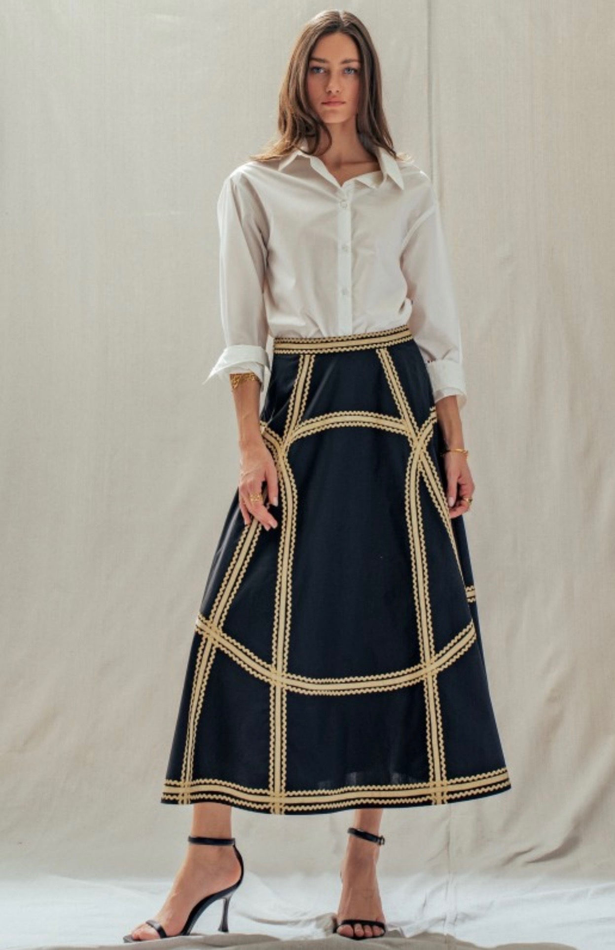 NOIR HEIRLOOM MIDI SKIRT